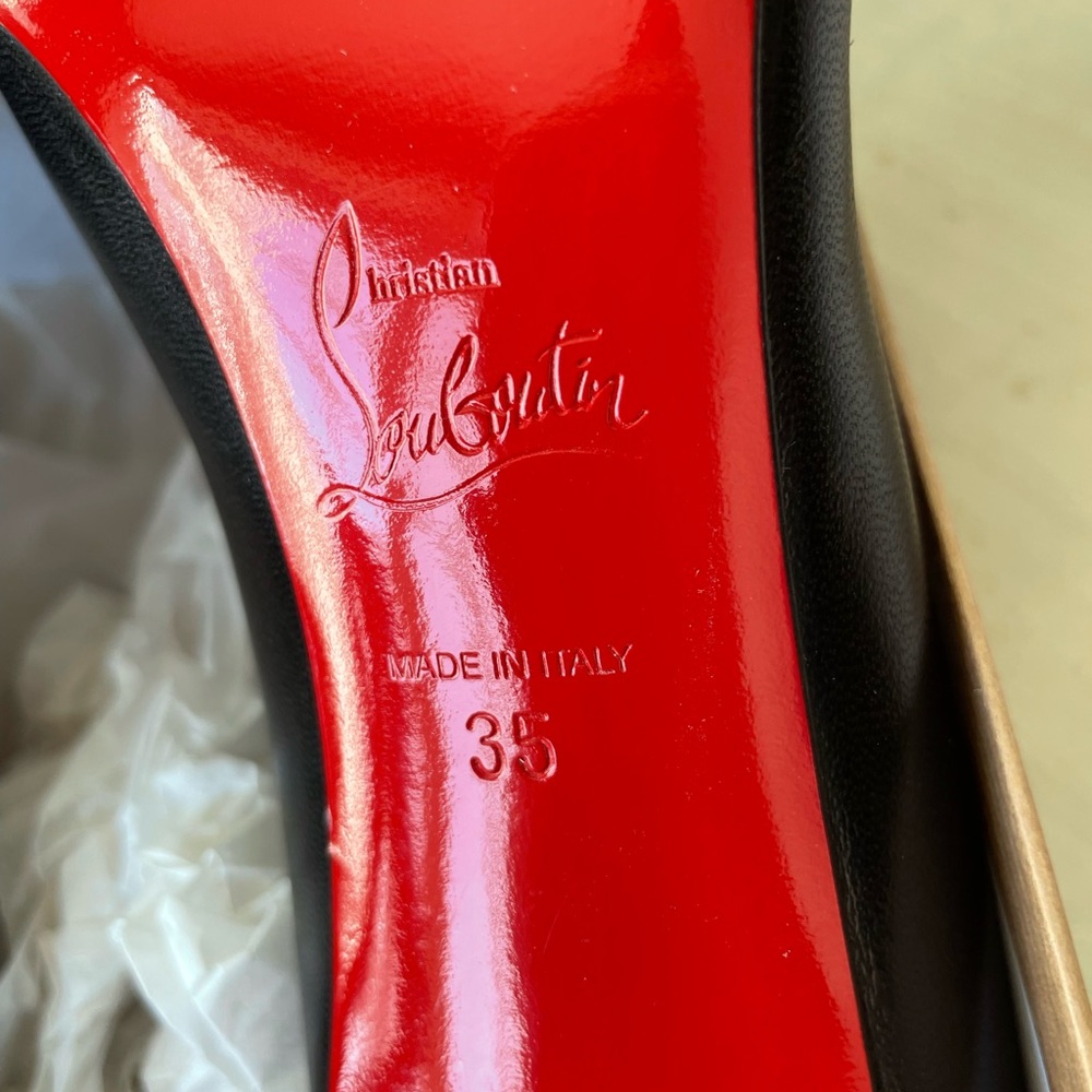 christian louboutin predupump black leather stiletto 85mm sz 35 pump - Picture 9 of 9